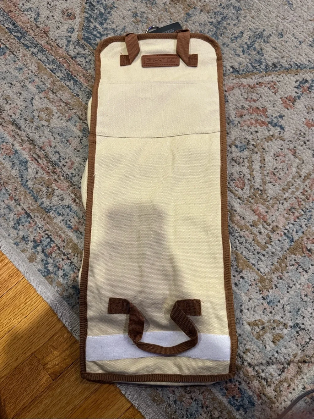 Hanging Toiletry Organizer in Beige with Clear Zip Pockets